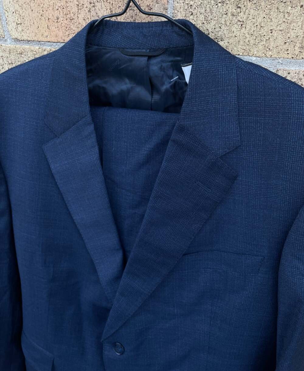 Ermenegildo Zegna Super Fine Australian Silk Wool Suit Mens 44 Traveller Jaspé